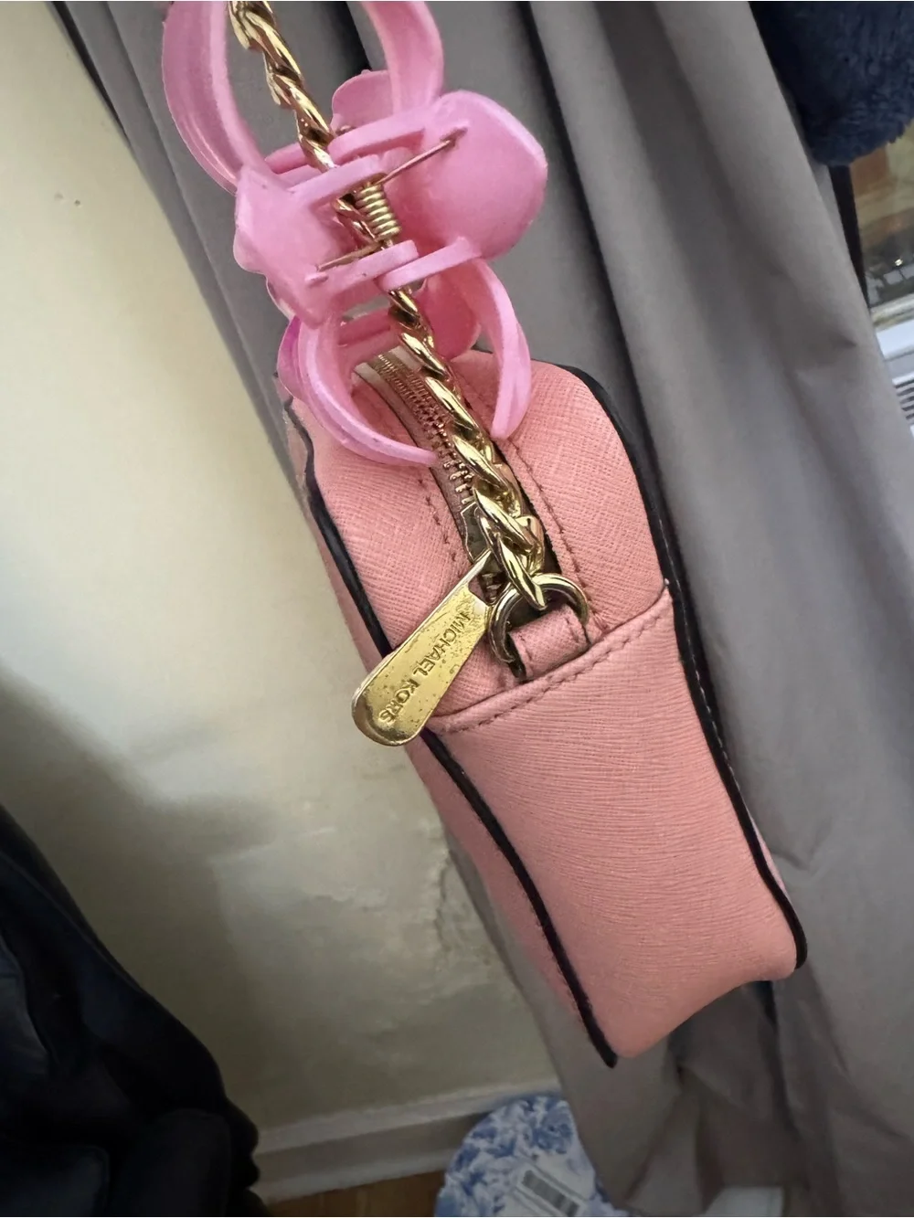 Michael Kors Rose Pink Saffiano Leather Chain Crossbody Bag